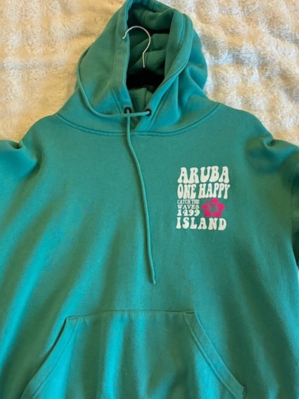 A teal aruba sweatshirt